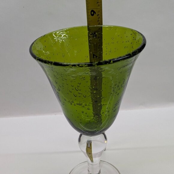 Artland Green Bubble Glass Wine Water Goblet Clear Sturdy Base - Picture 12 of 14